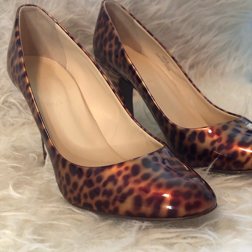 J. Crew Mona Patent Leather Tortoise Print Heels